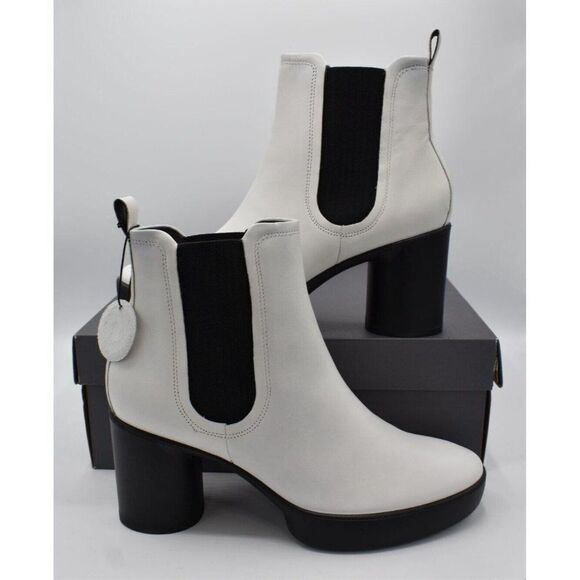 ECCO Womens Sz EU 40 US 9-9.5 Shape Motion 55 Bright White Leather Chelsea Boots - Picture 3 of 12